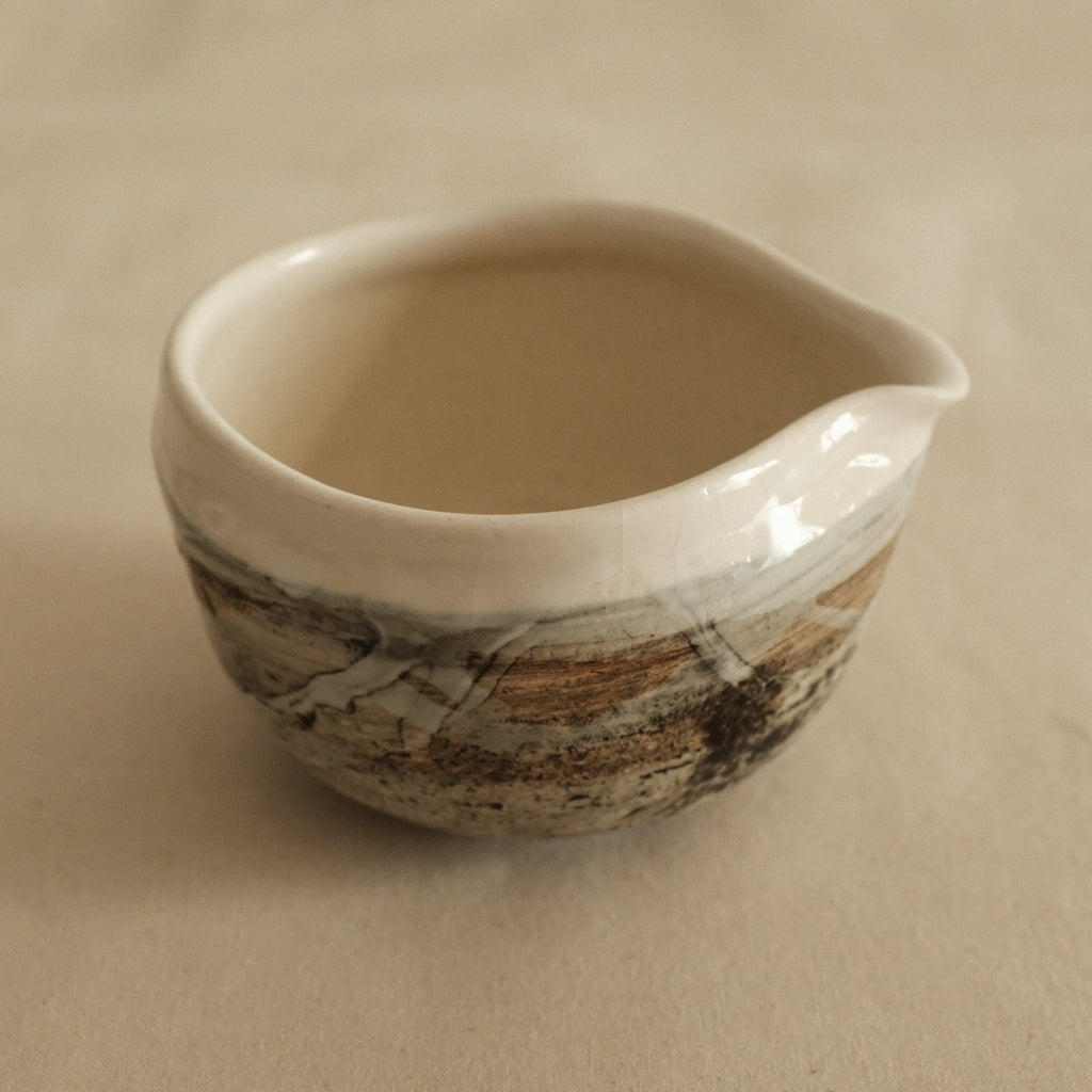 Hatsuichi Japan Shiro White Nagashi Katakuchi Chawan Matcha Bowl Minoware