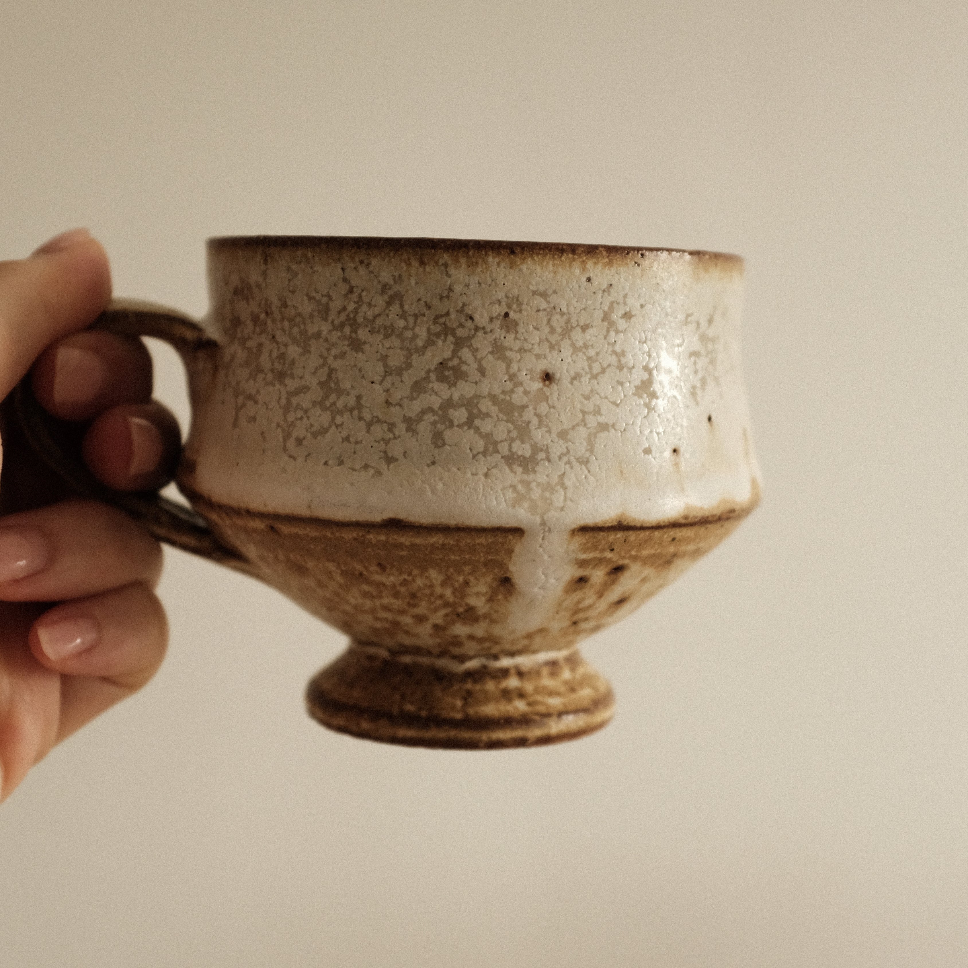 Kazuhito Yamamoto White Milky Glaze Antique Goblet Mug