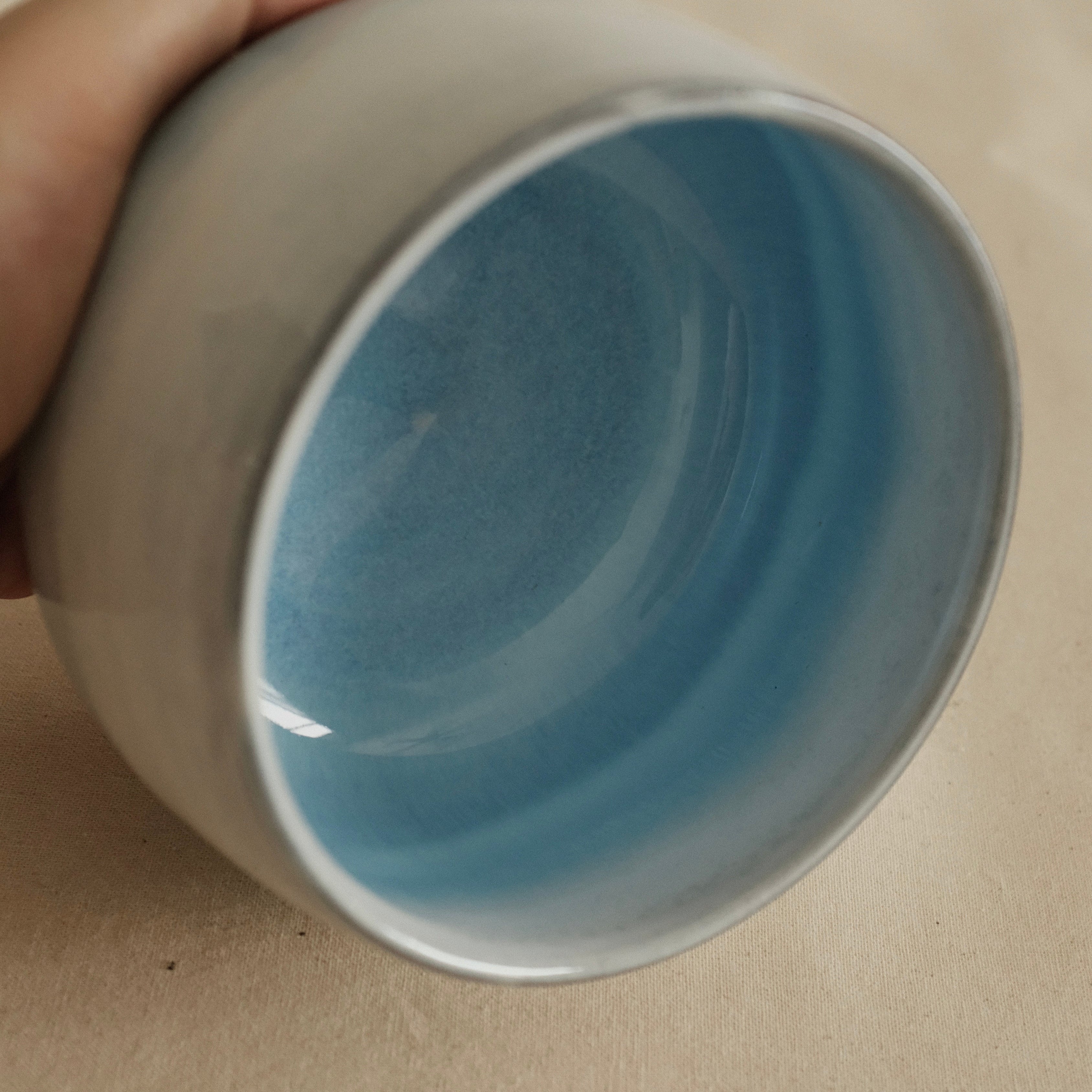 Aika Japan Buruparu Blue Pearl Glaze Chawan Matcha Bowl Hasami ware