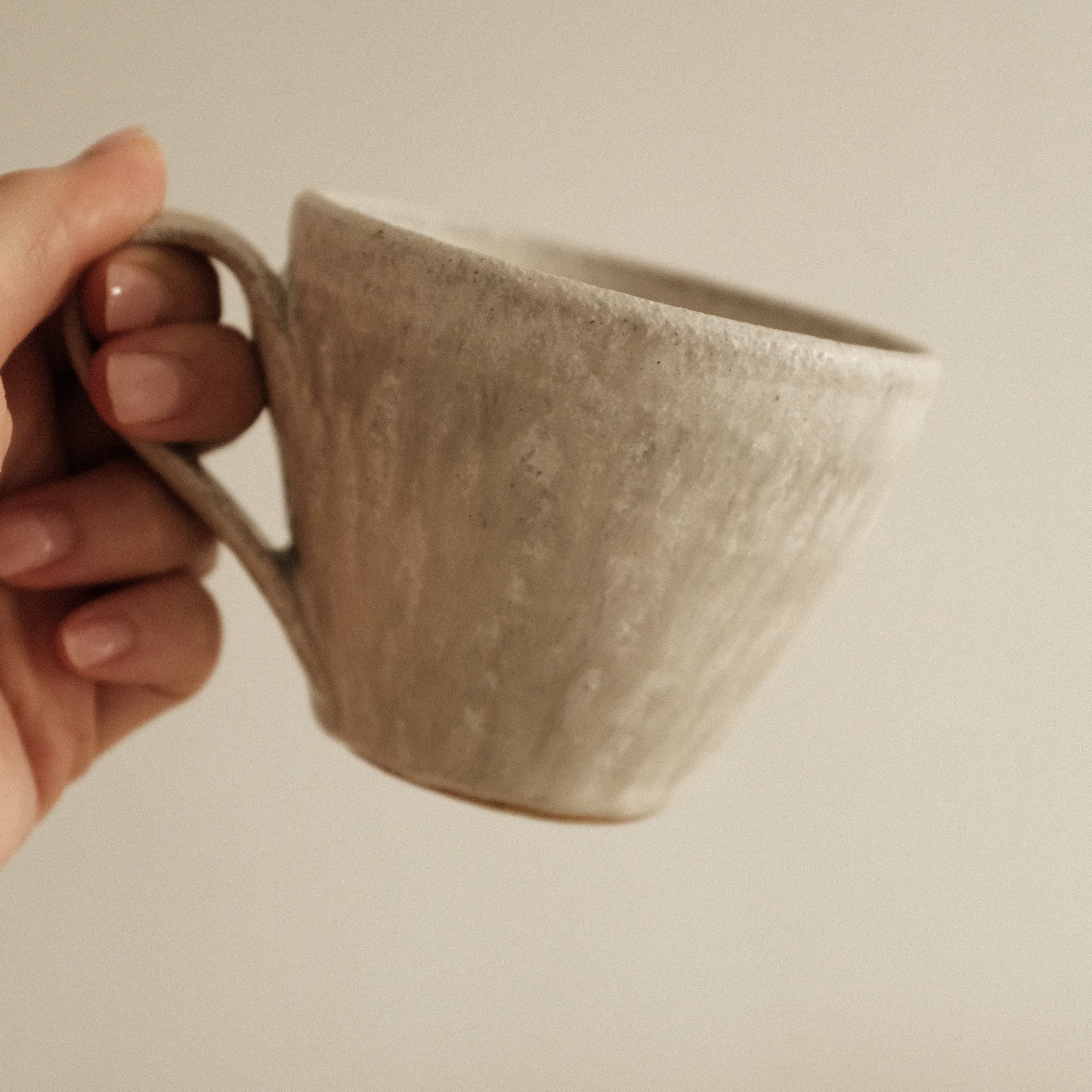 Kyuuko Mashiko Konayuki Powder Snow Glaze Small Mug with Handle