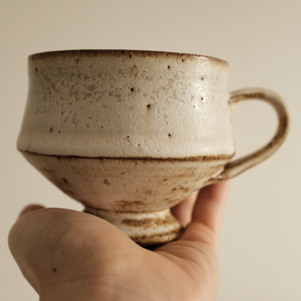 Kazuhito Yamamoto White Milky Glaze Antique Goblet Mug