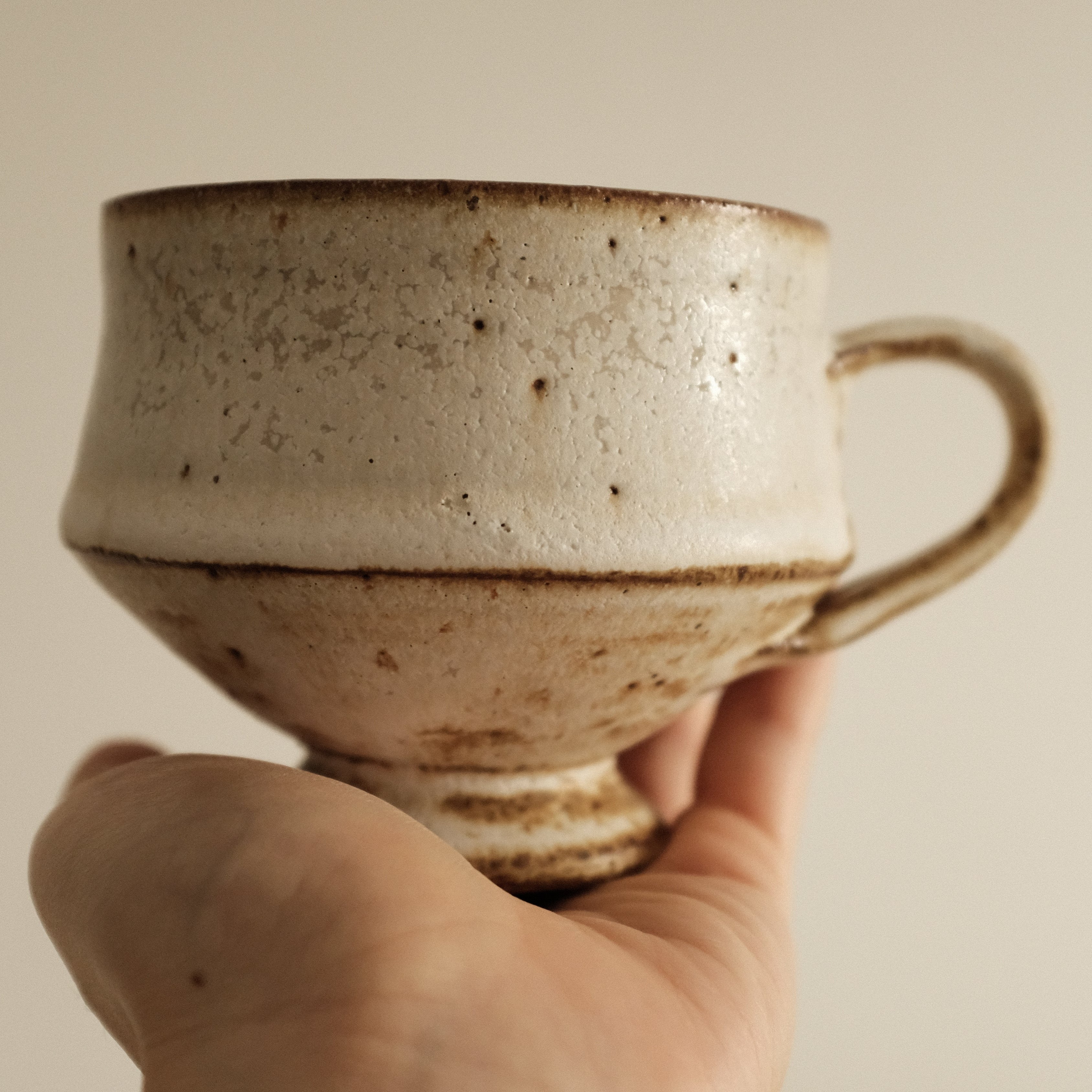 Kazuhito Yamamoto White Milky Glaze Antique Goblet Mug