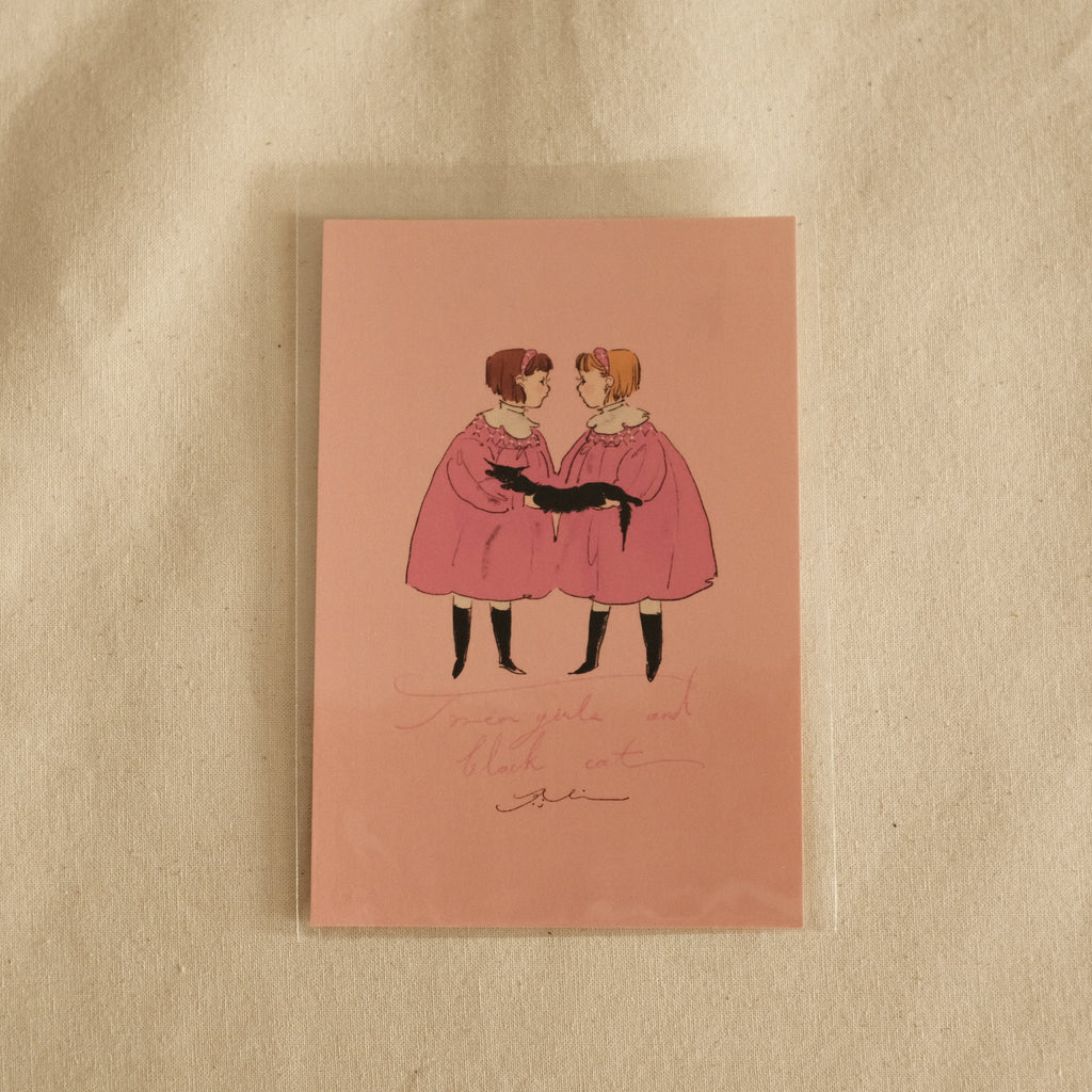Kurahashi Rei Cat and Twins Postcard