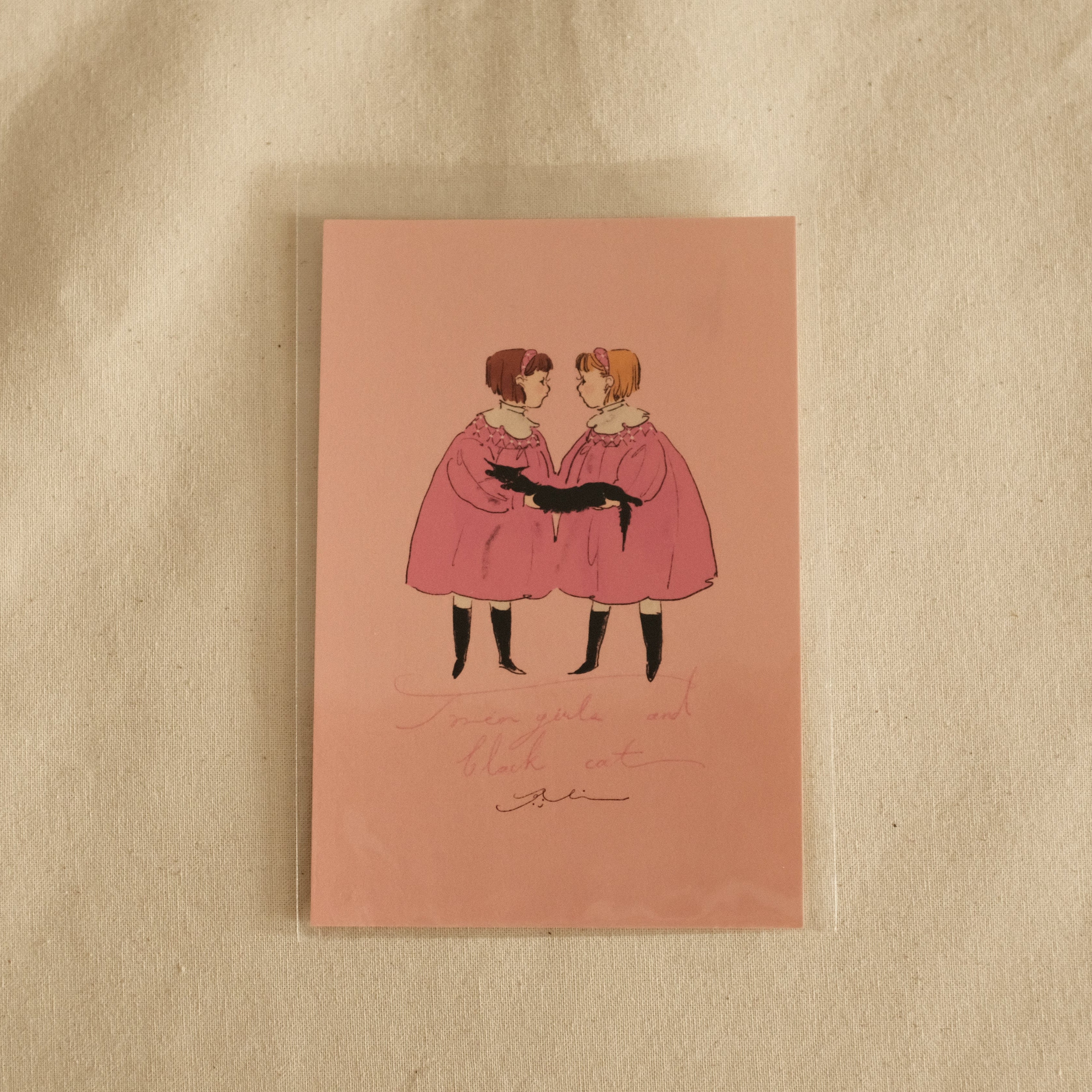 Kurahashi Rei Cat and Twins Postcard