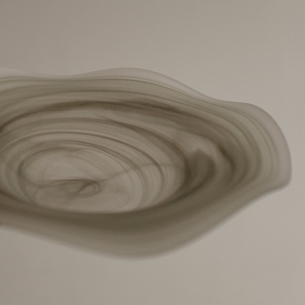 ESME Handmade Wavy Round Frosted Glass Cosmic Deep Plate Moss Green