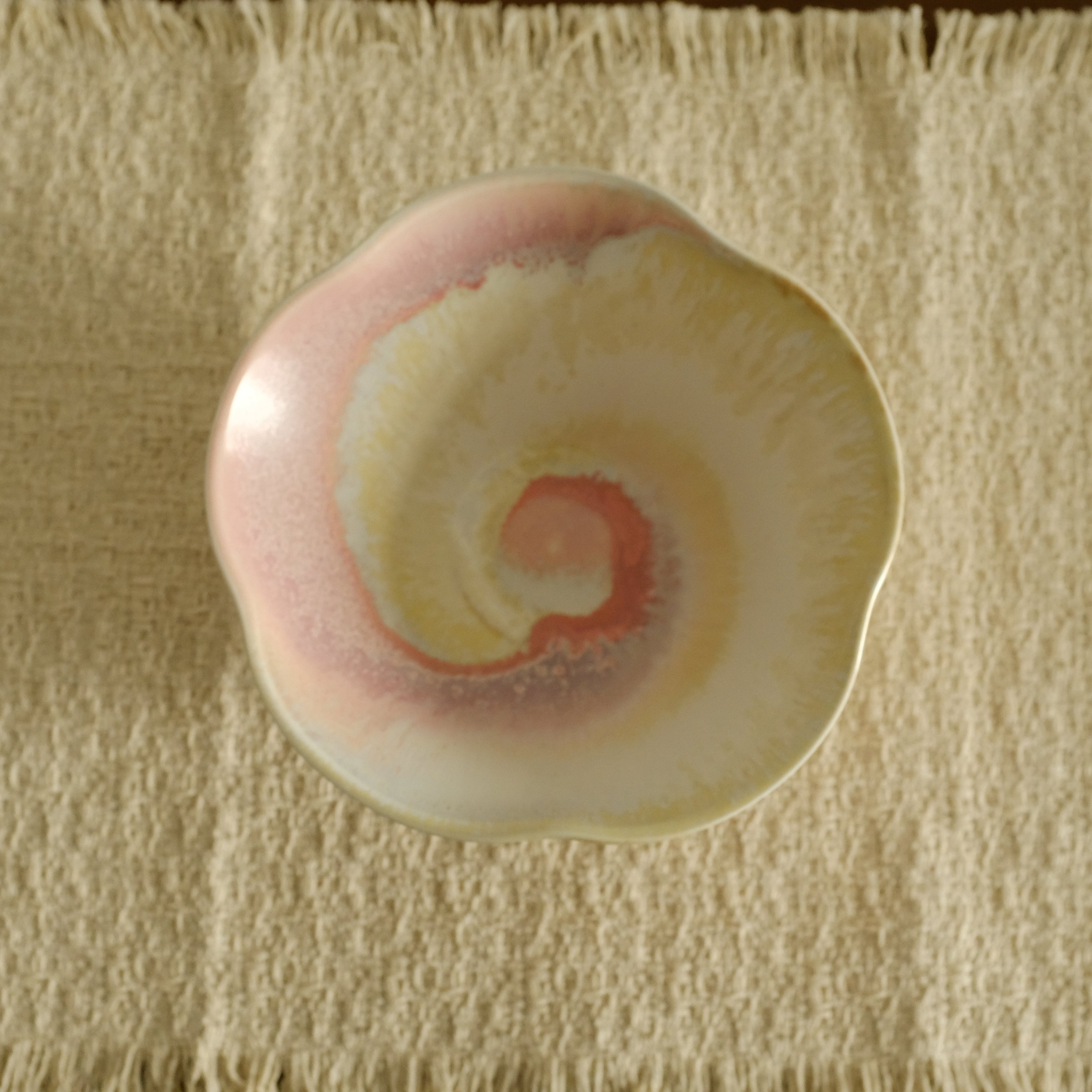 PG Handmade Rose Quartz Pink Sand Matte Glaze Floral Conical Bowl