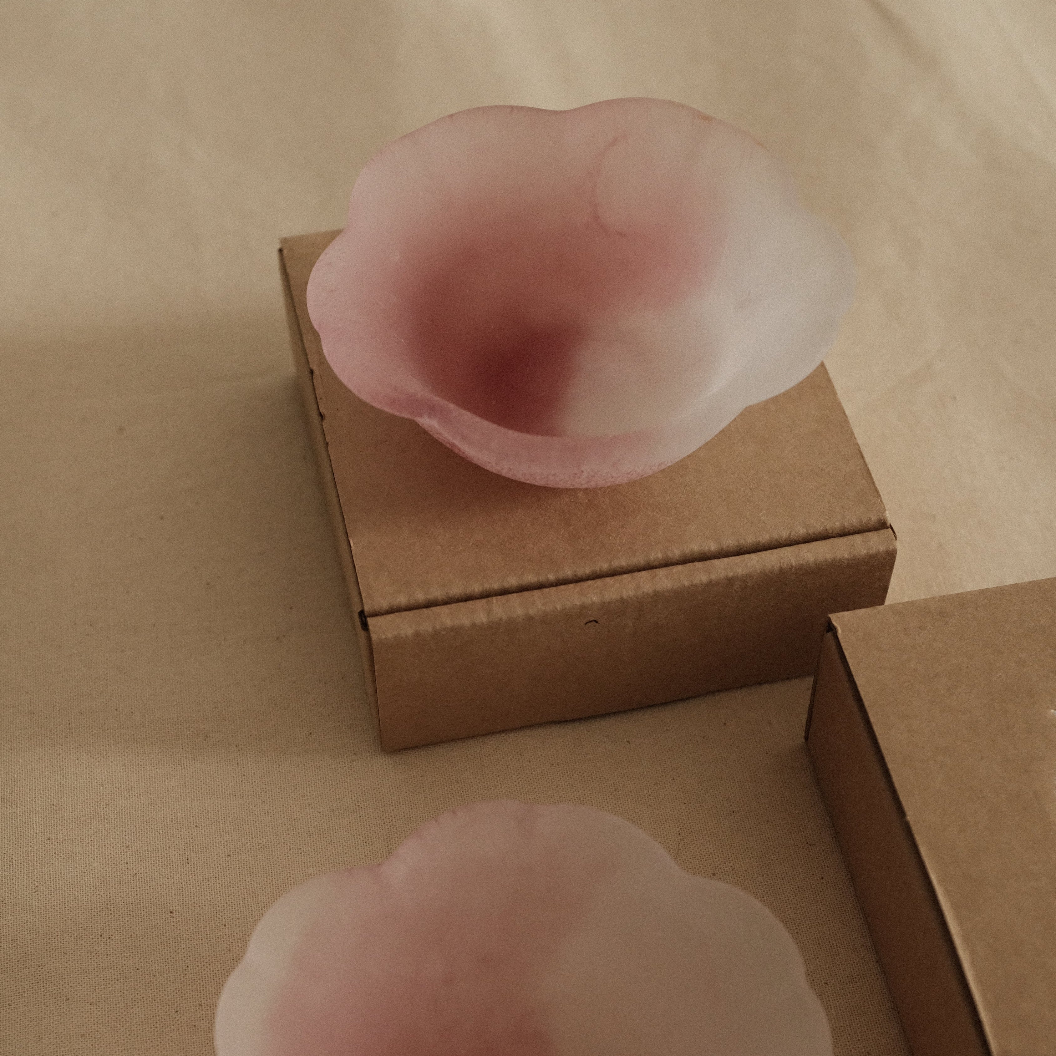 Aika Japan X Iwasawa Glass Honoka Handmade Small Edo Glass Bowl White Pink Cherry Blossom