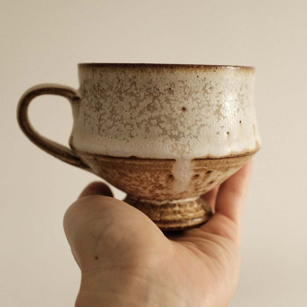 Kazuhito Yamamoto White Milky Glaze Antique Goblet Mug