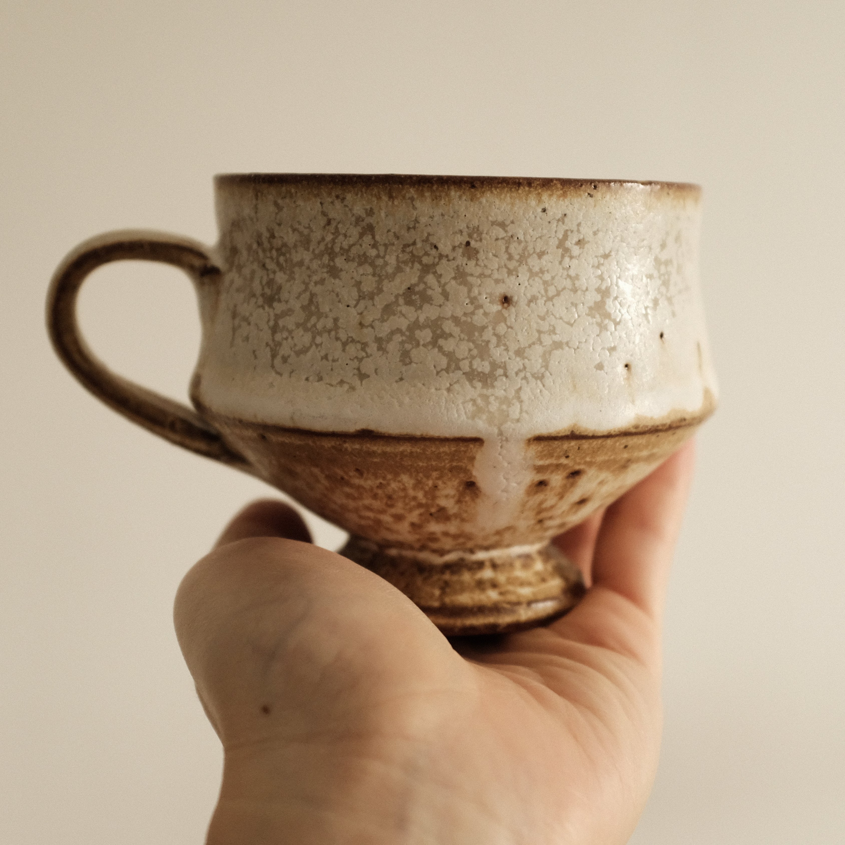 Kazuhito Yamamoto White Milky Glaze Antique Goblet Mug