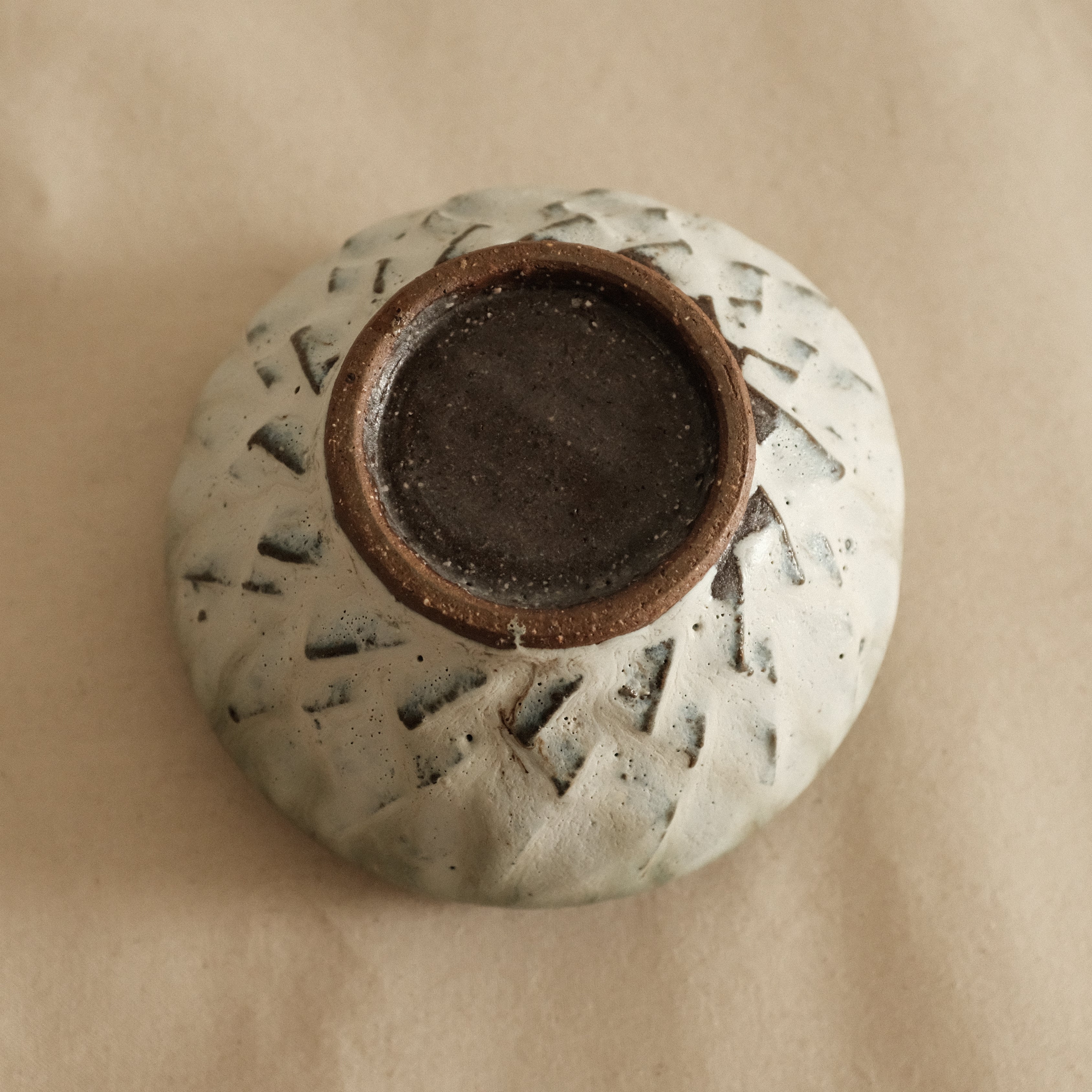 Masamura Japan Carved Artichoke Moss Green Japan Katakuchi Chawan Matcha Bowl with Spout