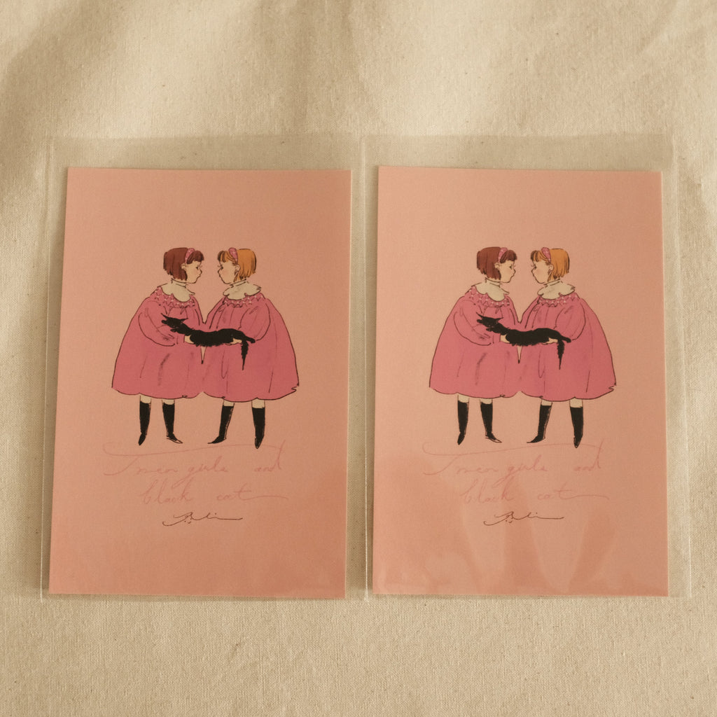 Kurahashi Rei Cat and Twins Postcard