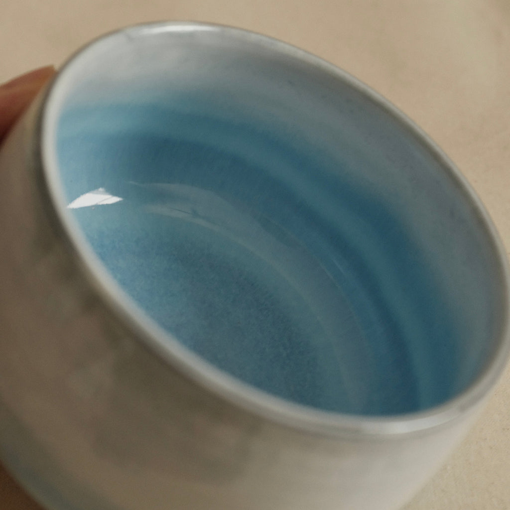 Aika Japan Buruparu Blue Pearl Glaze Chawan Matcha Bowl Hasami ware