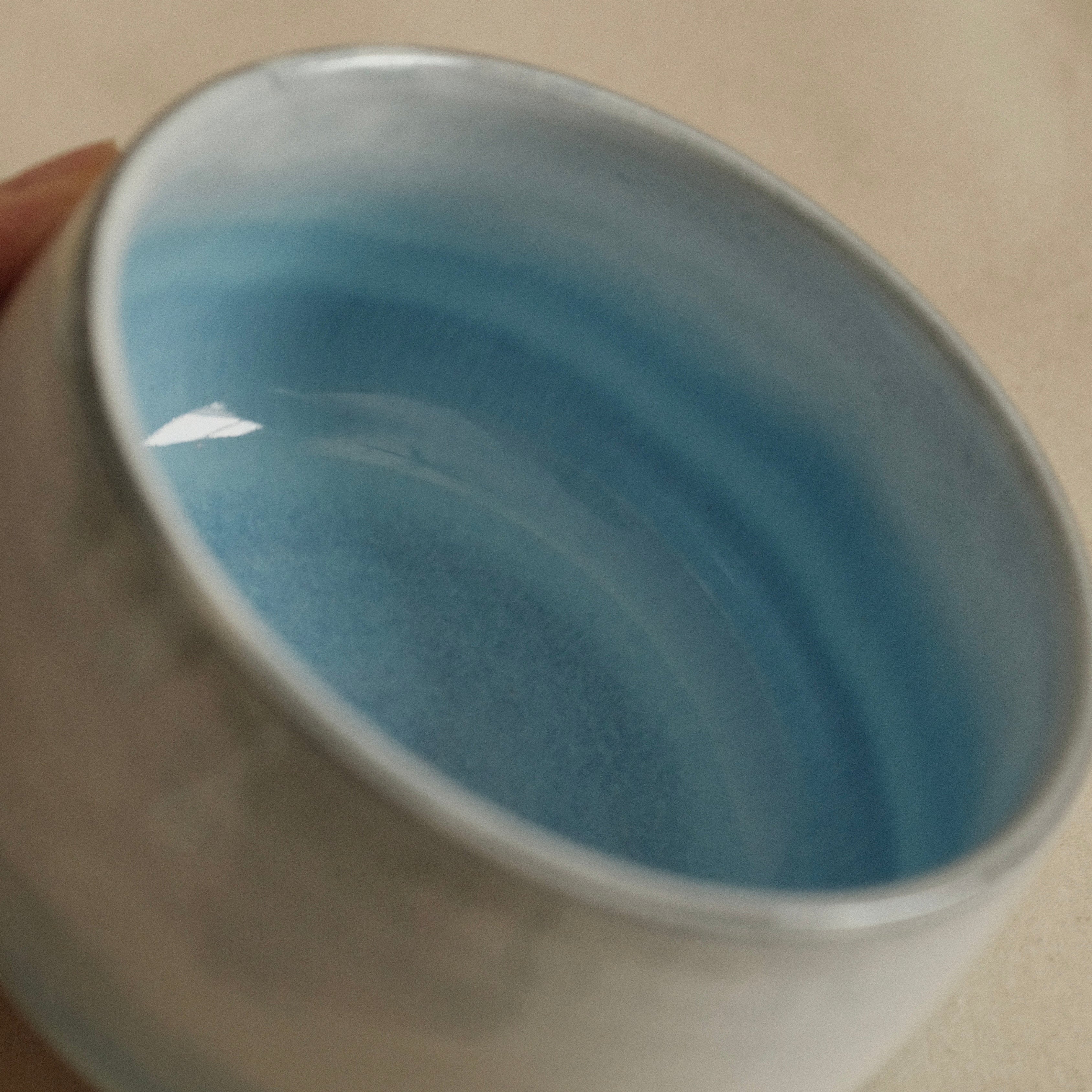 Aika Japan Buruparu Blue Pearl Glaze Chawan Matcha Bowl Hasami ware