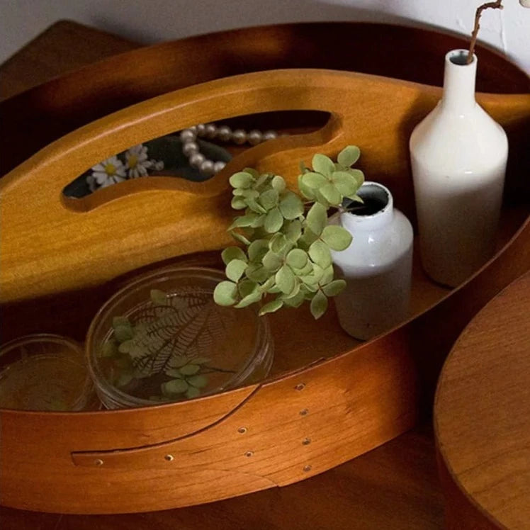 Homestead Japan Cherry Wood Shaker Oval Handle Tray