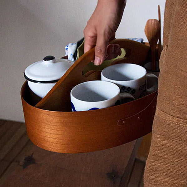 Homestead Japan Cherry Wood Shaker Oval Handle Tray