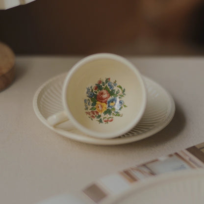 ANNE English Garden Ivory Tea/ Coffee Cup and Saucer Set