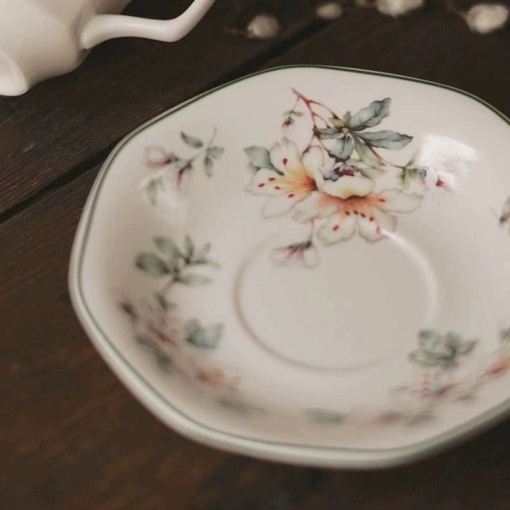 KELLY Azalea Ivory Tea/ Coffee Cup with Saucer Set