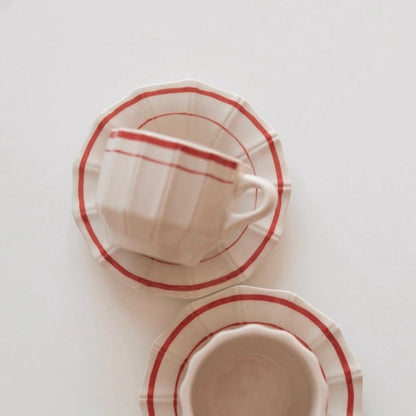 MASON Nordic Classic Retro Red StripesEspresso Coffee Cup & Saucer Set