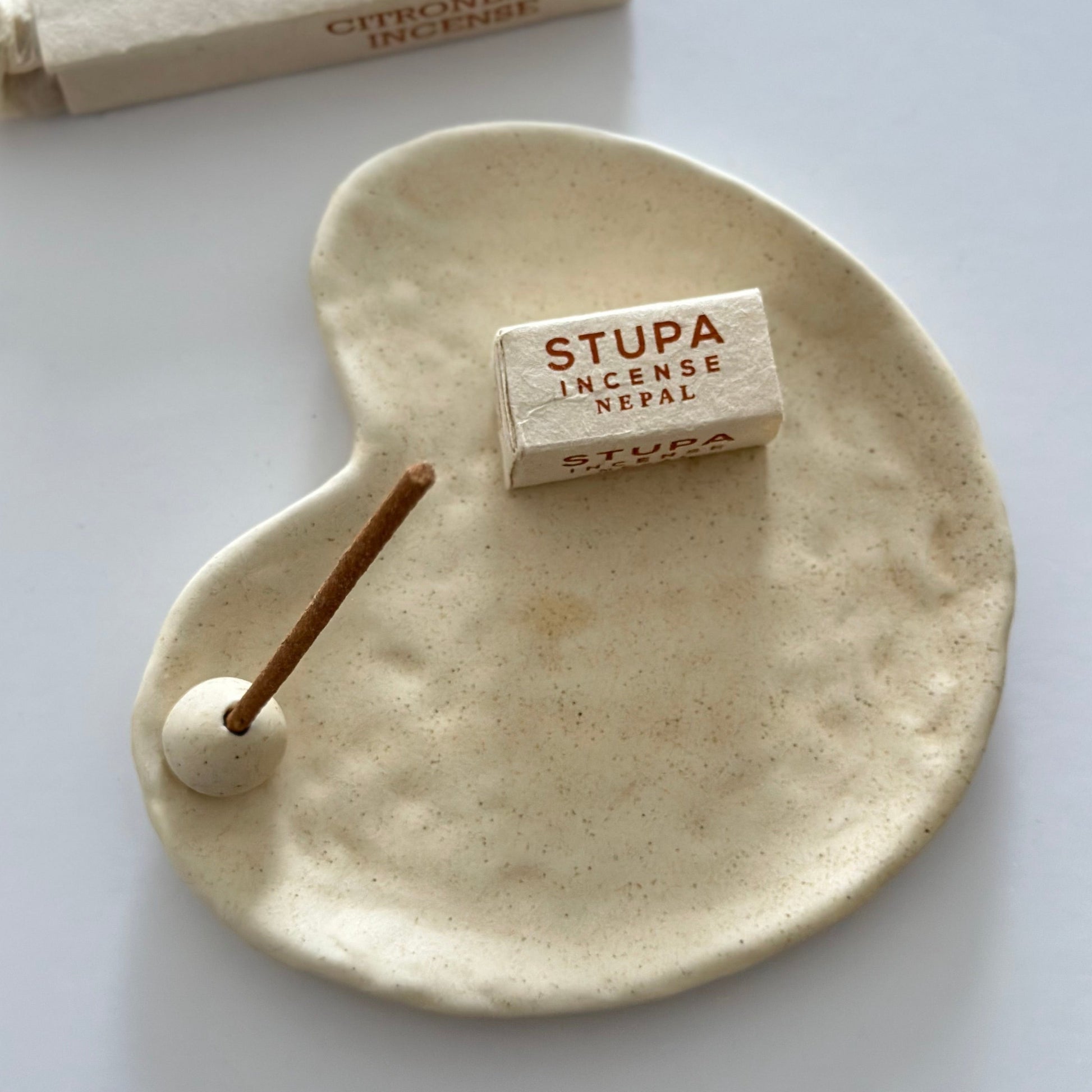 KAIA Handmade Unstructured Incense Holder Cream (C Shape)