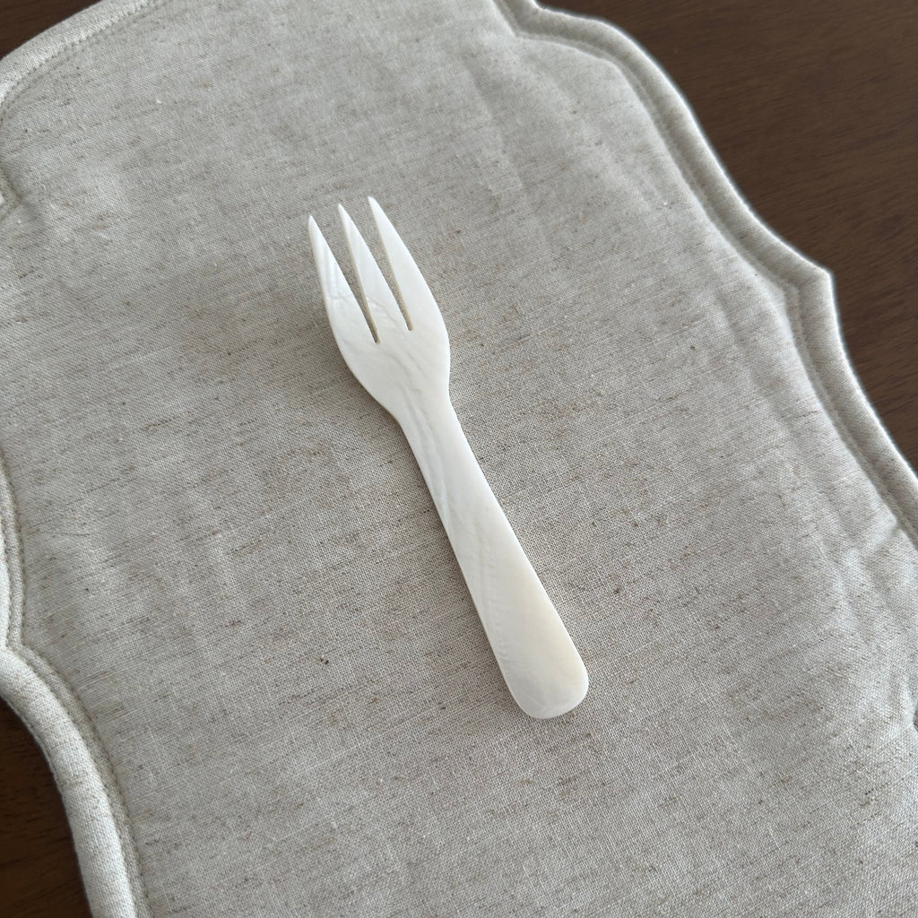 PEARLE Off White Mother of Pearl Spoon Fork Knife 12cm Dessert Coffee Cake Cutlery Flatware