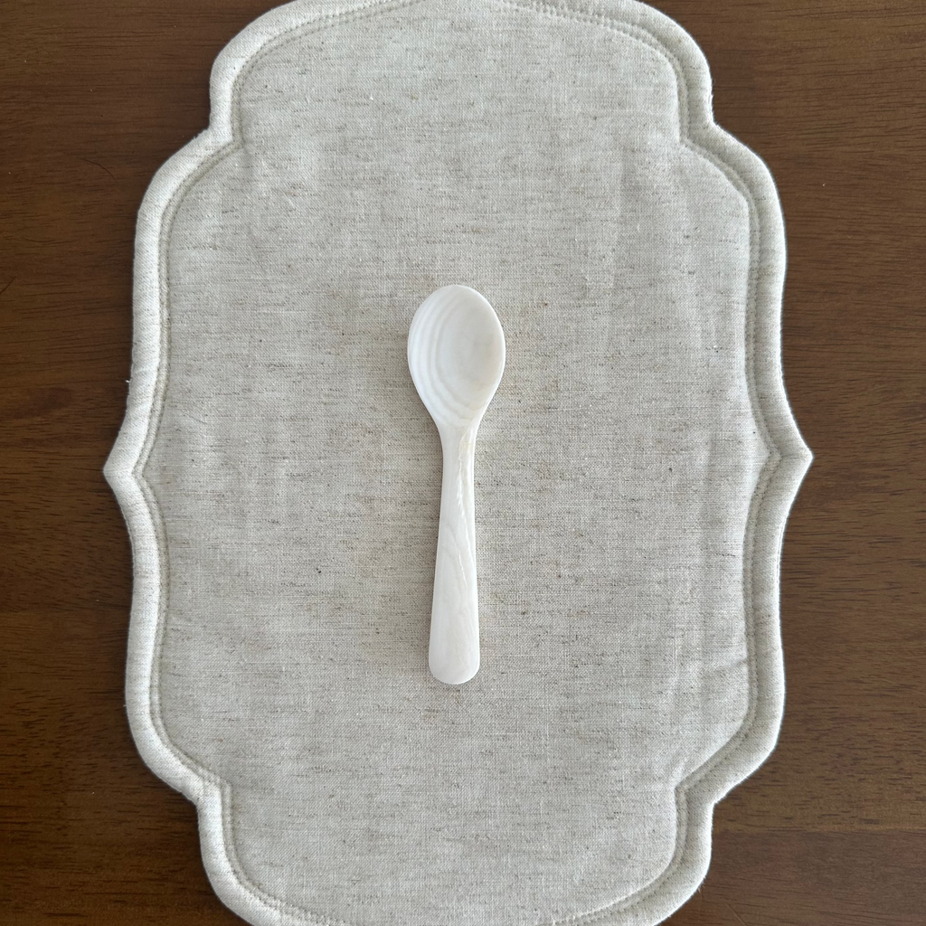 PEARLE Off White Mother of Pearl Spoon Fork Knife 12cm Dessert Coffee Cake Cutlery Flatware