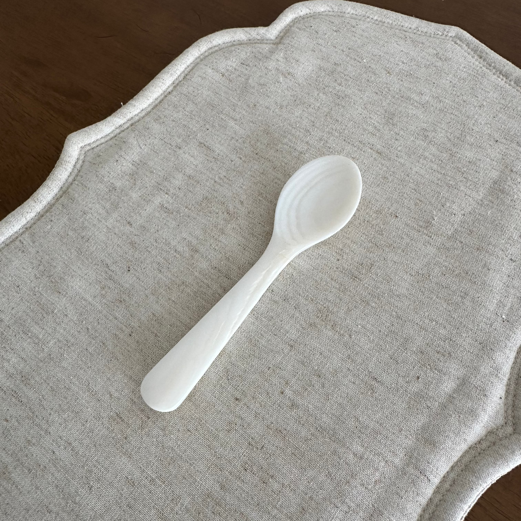 PEARLE Off White Mother of Pearl Spoon Fork Knife 12cm Dessert Coffee Cake Cutlery Flatware