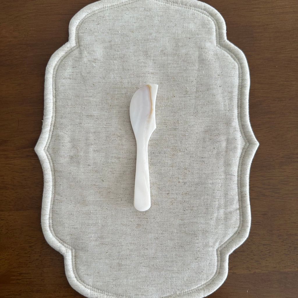 PEARLE Off White Mother of Pearl Spoon Fork Knife 12cm Dessert Coffee Cake Cutlery Flatware