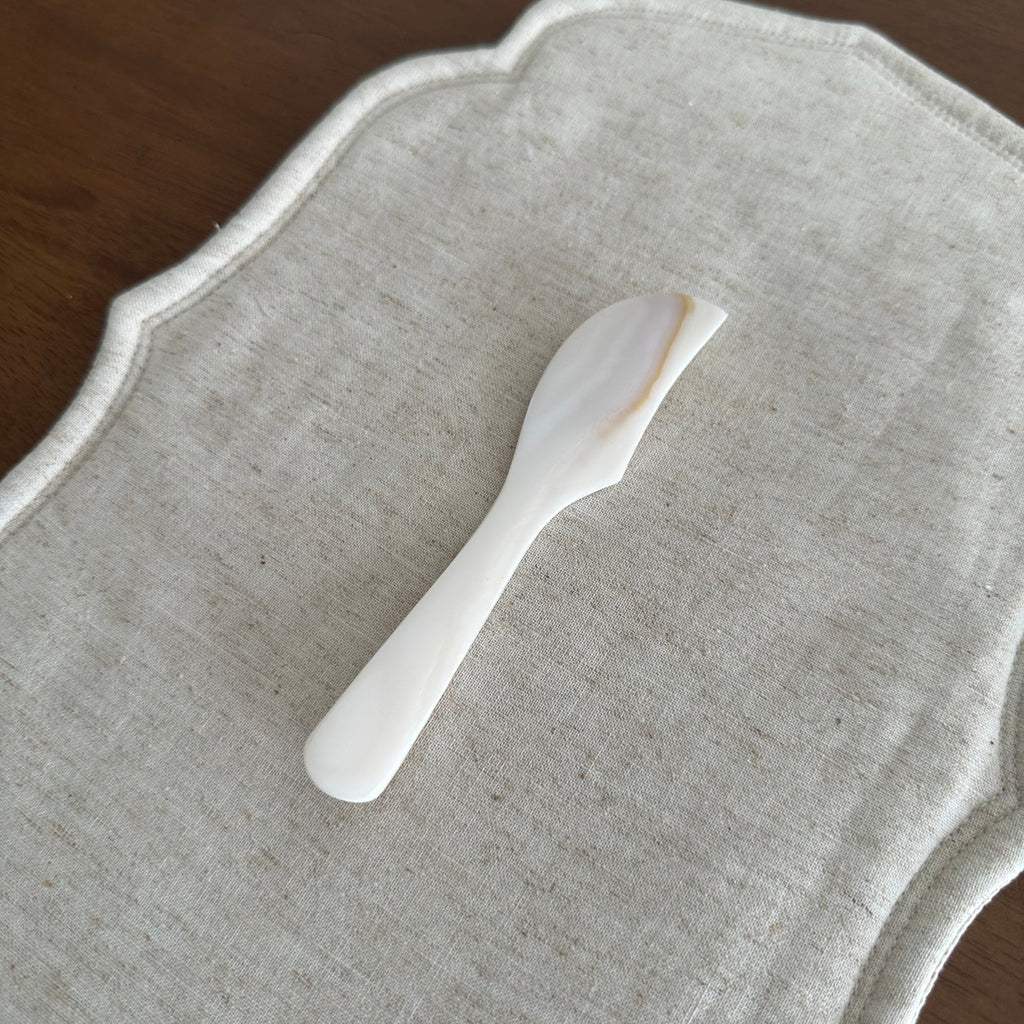 PEARLE Off White Mother of Pearl Spoon Fork Knife 12cm Dessert Coffee Cake Cutlery Flatware