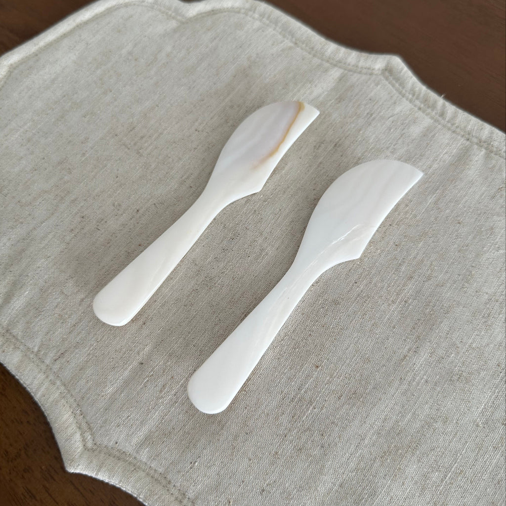 PEARLE Off White Mother of Pearl Spoon Fork Knife 12cm Dessert Coffee Cake Cutlery Flatware