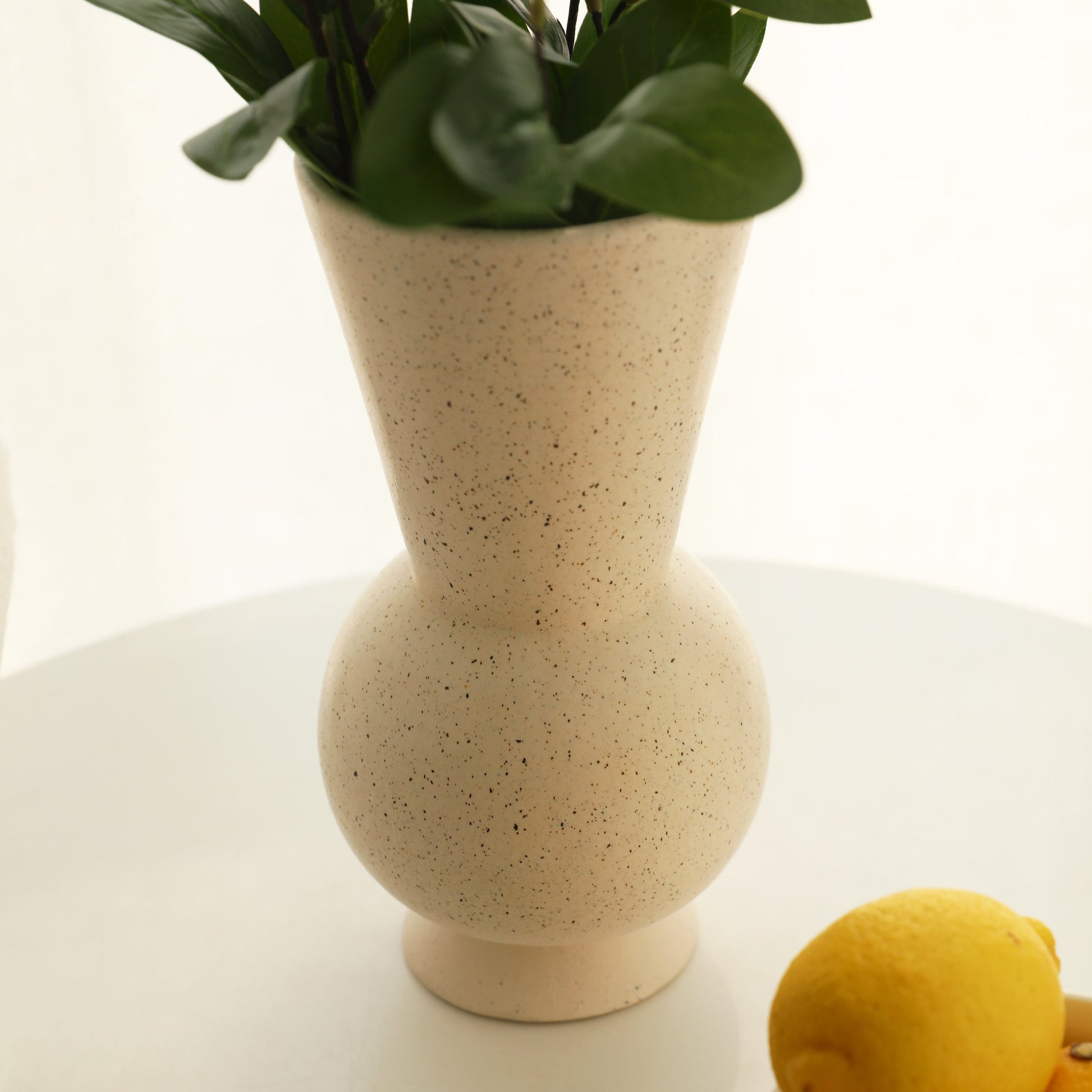 CHARLOTTE Retro Ivory Cream Spotted Ceramic Vase