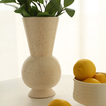 CHARLOTTE Retro Ivory Cream Spotted Ceramic Vase