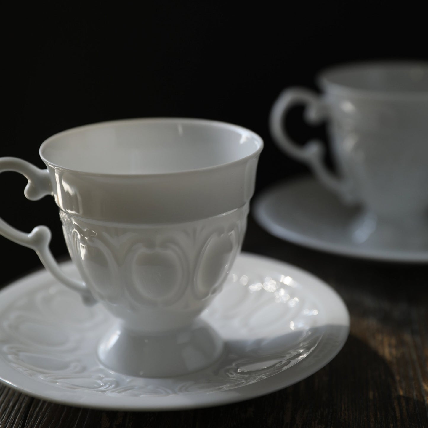 MARGARET English Retro Thin Bodied Snow White Jade Porcelain Coffee/ Tea Cup and Saucer Set