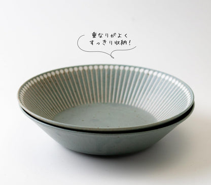 Albee Japan Julienne Grass Pattern Deep Plate Minoware Smoky Gray