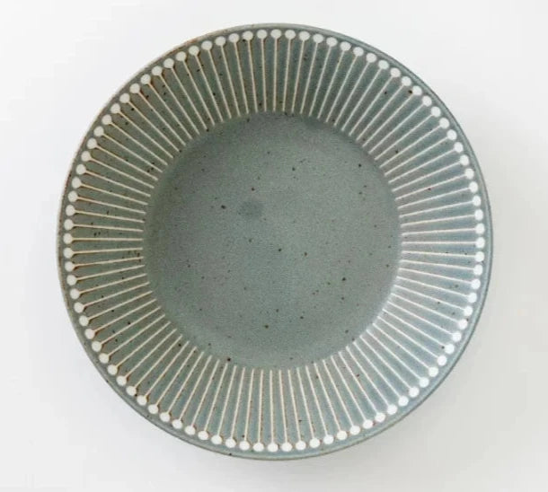 Albee Japan Julienne Grass Pattern Deep Plate Minoware Smoky Gray