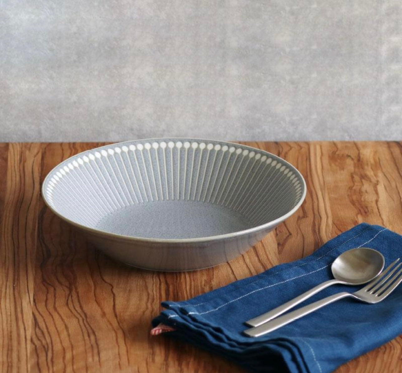 Albee Japan Julienne Grass Pattern Deep Plate Minoware Smoky Gray