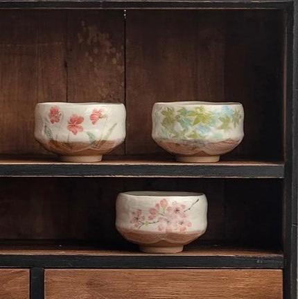 Hatsuichi Japan Pink Cherry Blossom Mini Chawan Matcha Bowl Tea Bowl Minoware