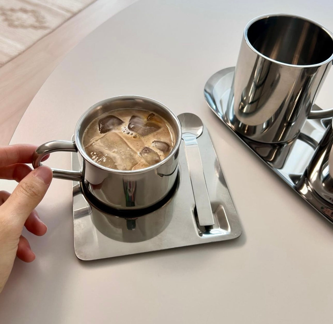 GRISELDA Steel Coffee/ Tea Cup with Saucer and Spoon Set