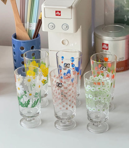 Aderia Retro Japan Nobana Wildflowers Glass With Legs