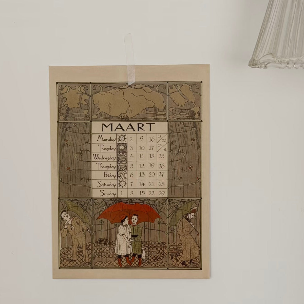 MARGUERITE Elegant Retro Art Nouveau Wall Hanging Table Display Calendar 2026 Art Card