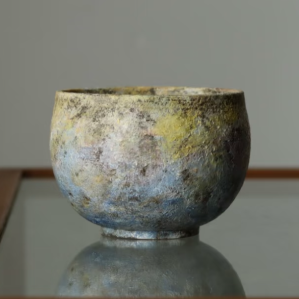 Hommage à Monet Mood Two Egg Cup Coffee Cup Engobe Matte Textured Ceramic Stoneware