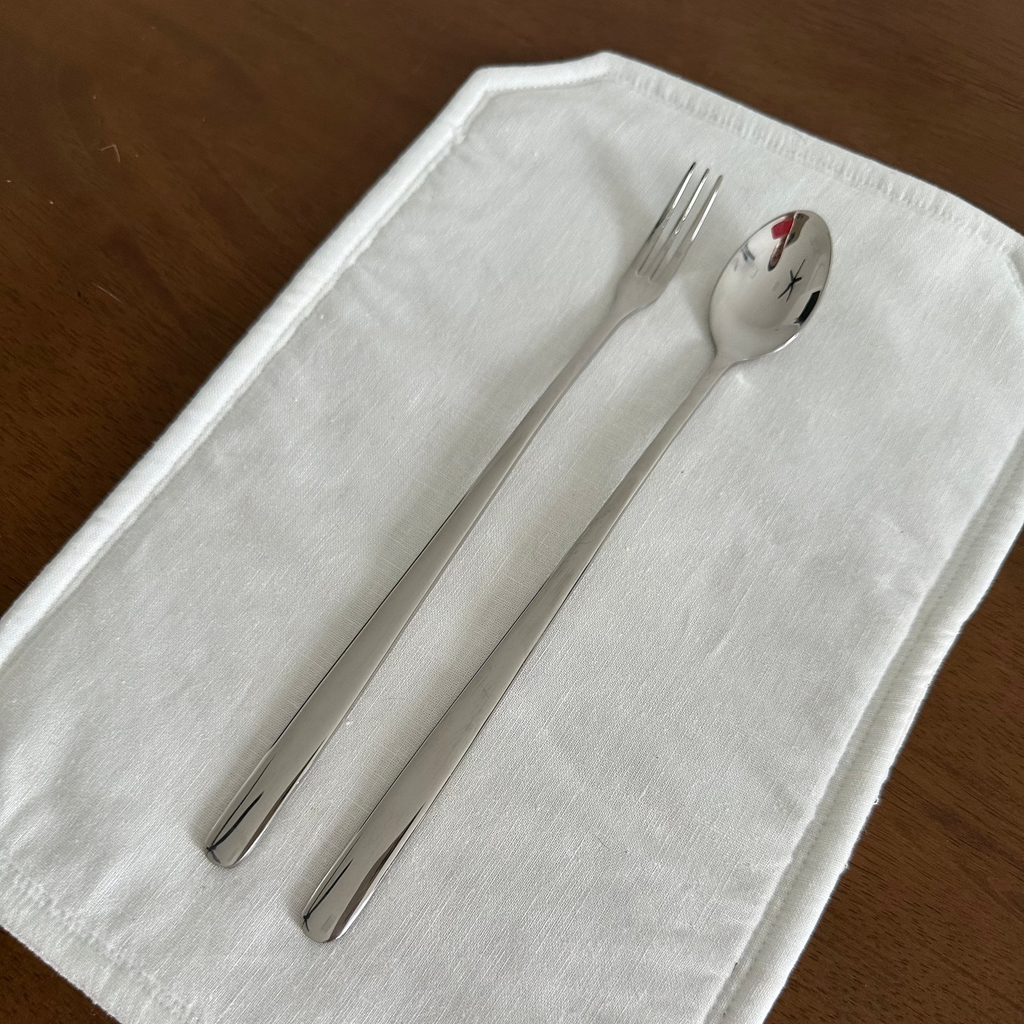 NOVA 304 Stainless Steel Slender Long Handled Spoon and Fork 22.5 cm Cutlery Flatware