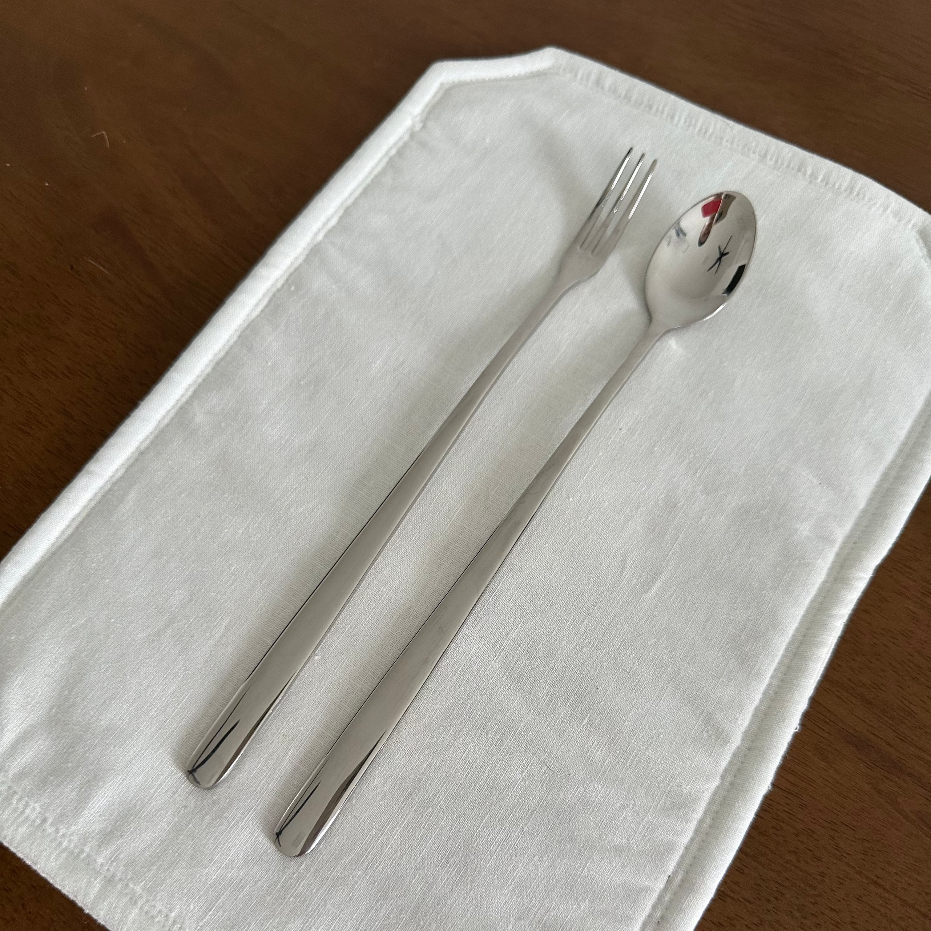 NOVA 304 Stainless Steel Slender Long Handled Spoon and Fork 22.5 cm Cutlery Flatware