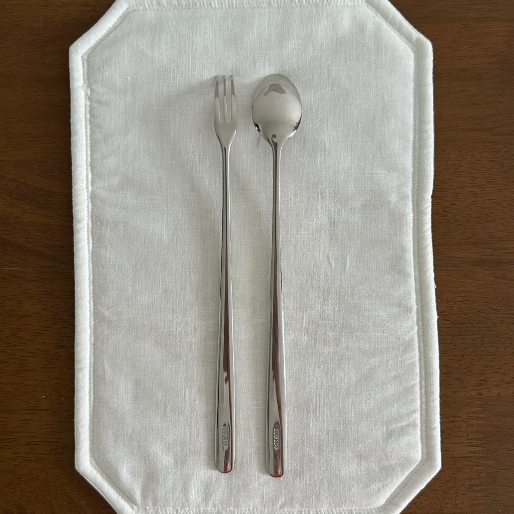 NOVA 304 Stainless Steel Slender Long Handled Spoon and Fork 22.5 cm Cutlery Flatware