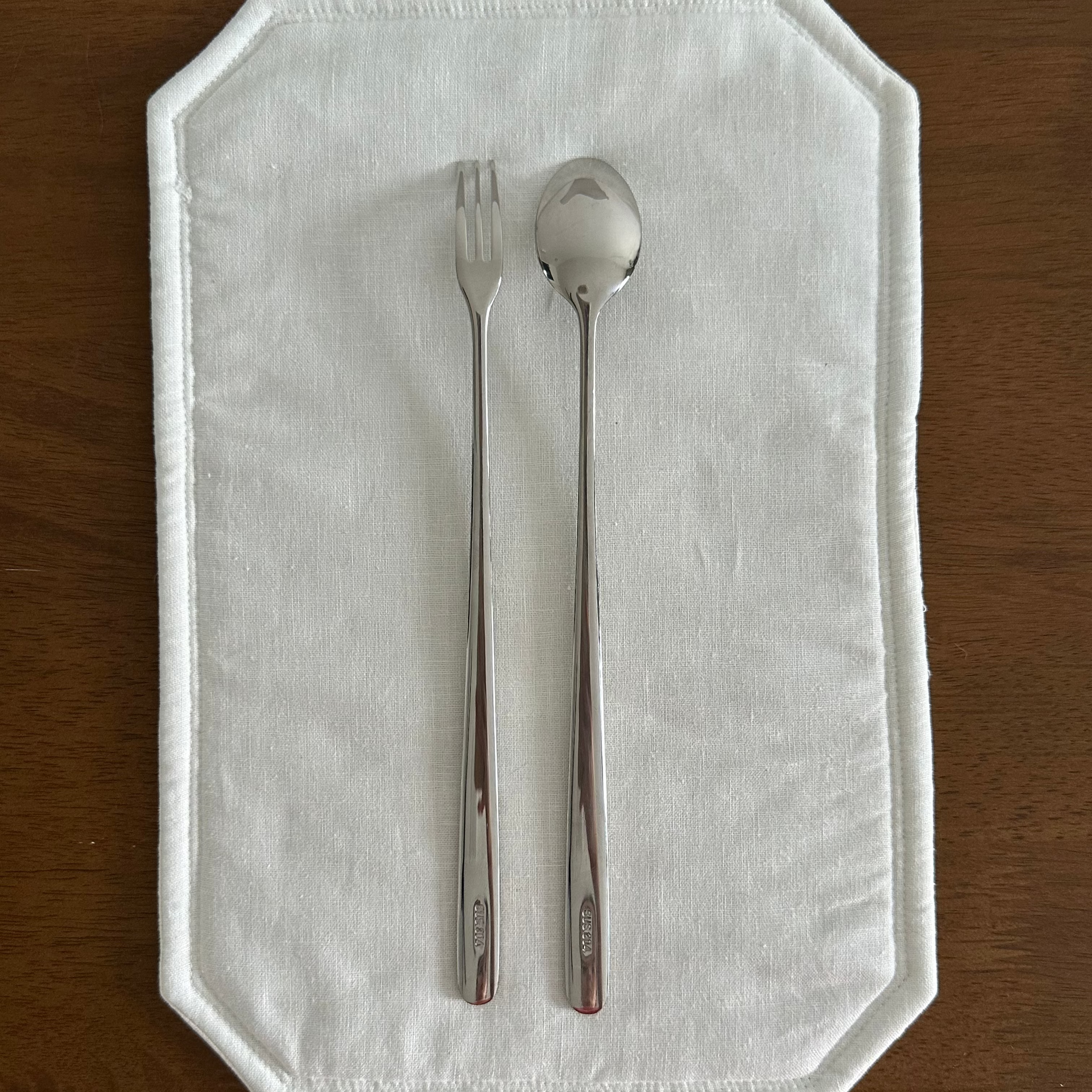 NOVA 304 Stainless Steel Slender Long Handled Spoon and Fork 22.5 cm Cutlery Flatware