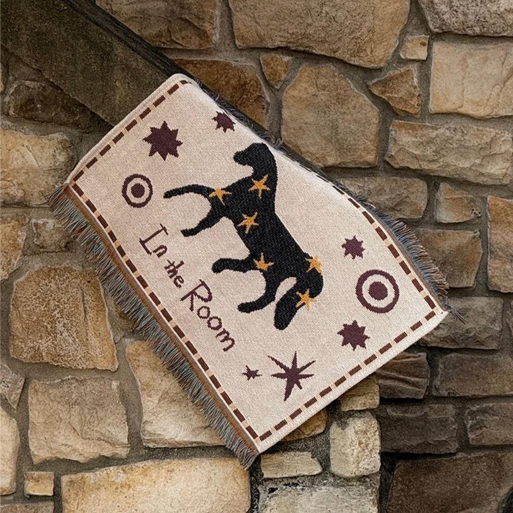 BONNE ÉTOILE Retro Style Lucky Star Pony In The Room Decorative Tapestry with Fringe Blanket