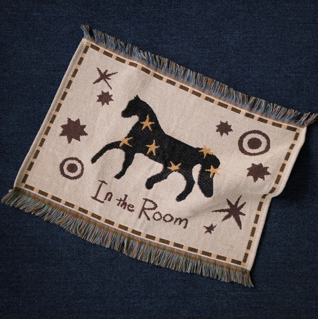 BONNE ÉTOILE Retro Style Lucky Star Pony In The Room Decorative Tapestry with Fringe Blanket