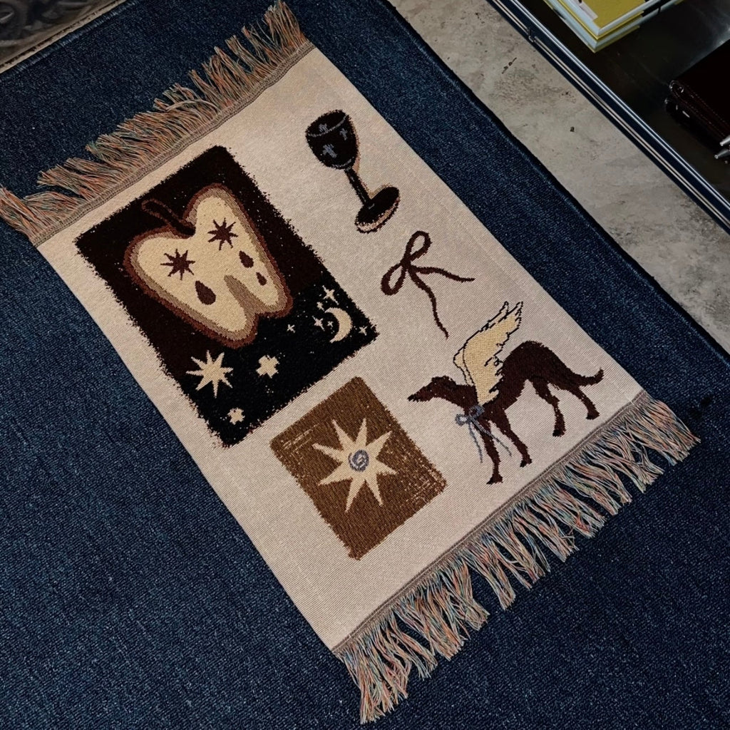 RÊVERIE DU SOIR Retro Style Evening Daydream Decorative Tapestry With Fringe Blanket