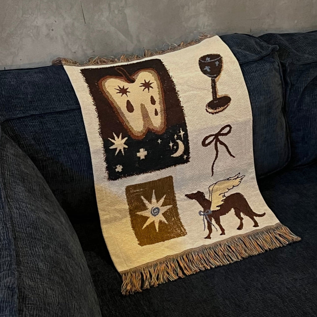 RÊVERIE DU SOIR Retro Style Evening Daydream Decorative Tapestry With Fringe Blanket