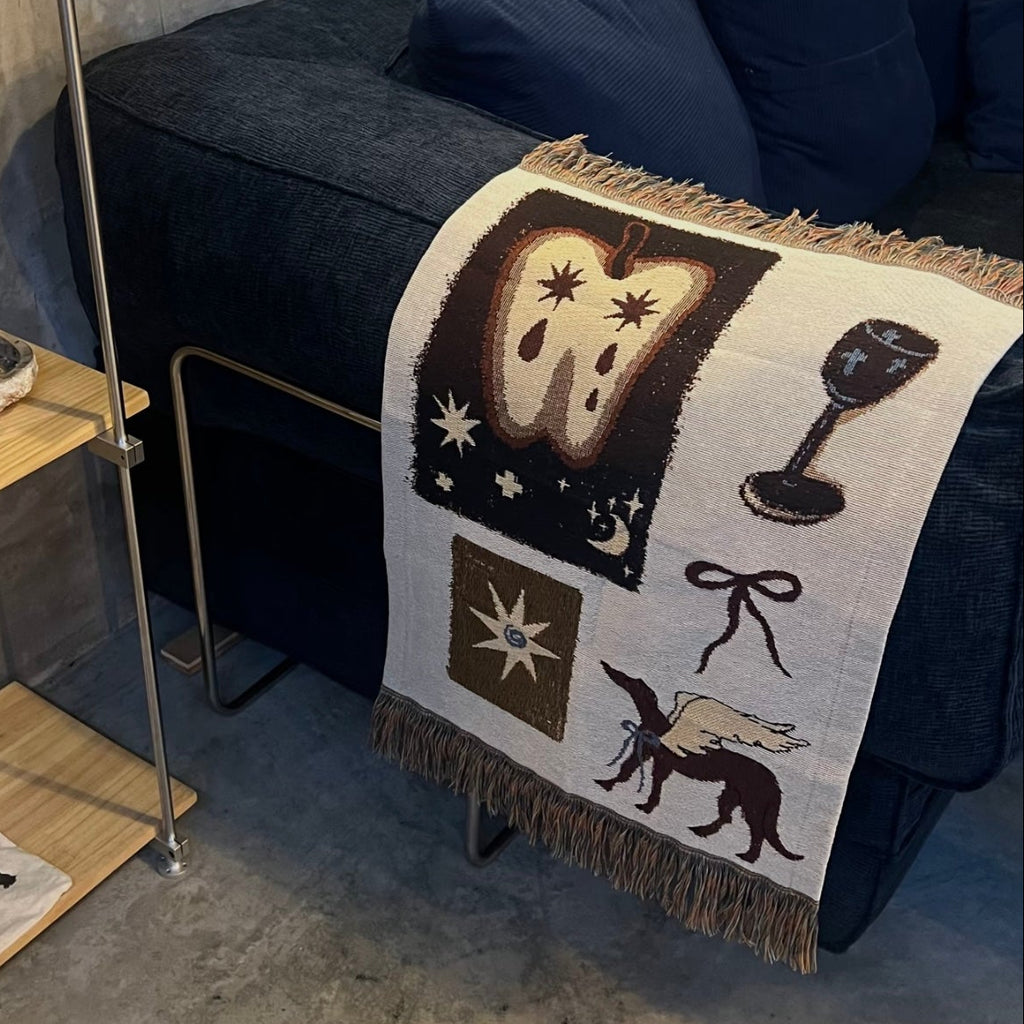 RÊVERIE DU SOIR Retro Style Evening Daydream Decorative Tapestry With Fringe Blanket