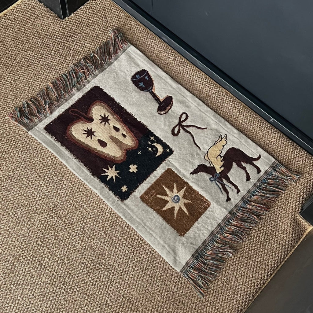 RÊVERIE DU SOIR Retro Style Evening Daydream Decorative Tapestry With Fringe Blanket